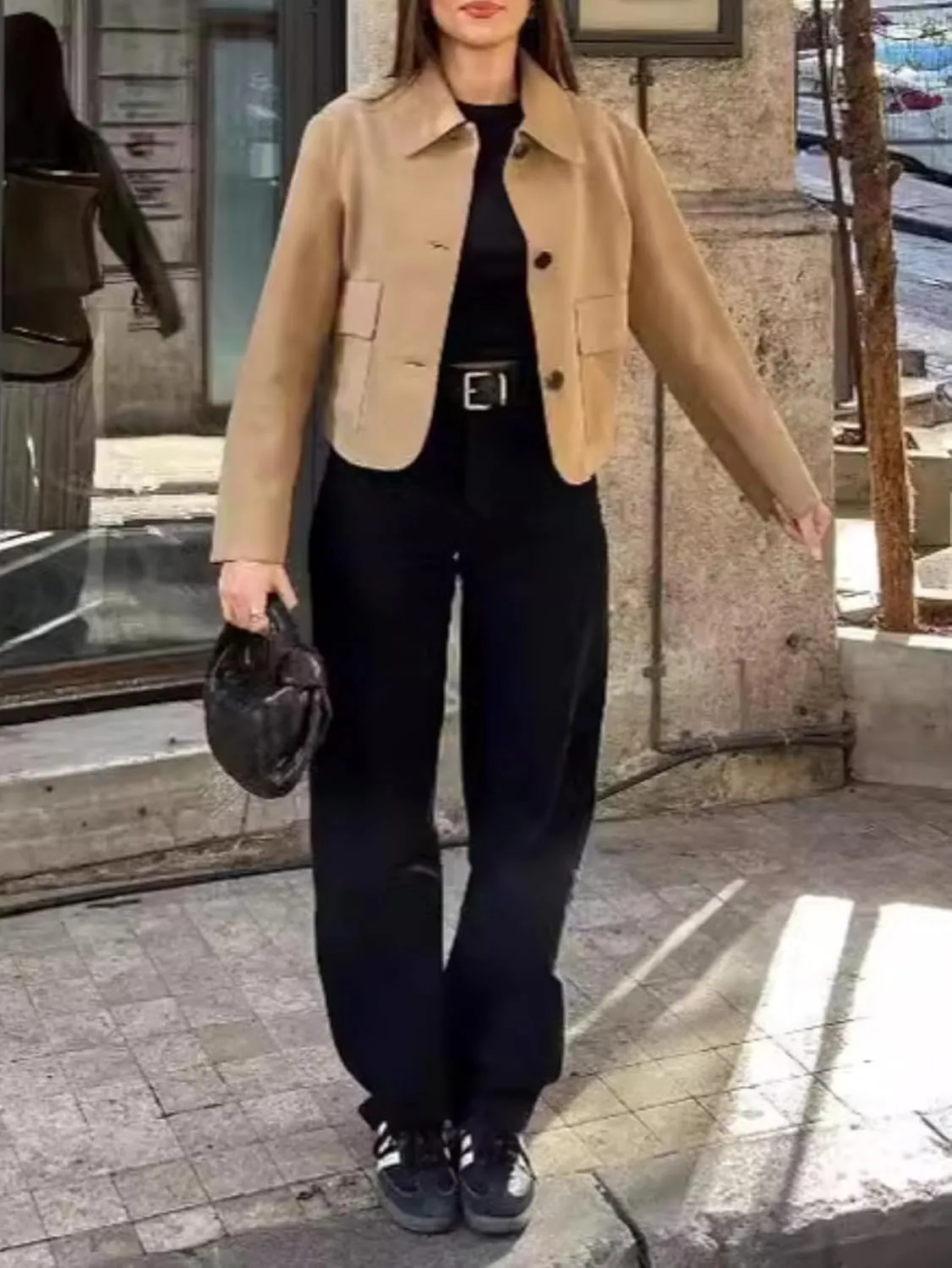RICHTRUE Suede Jacket Brown Faux Leather Jacket Women Fall Fashion Old Money Aesthetic Winter Blazers Cropped Trench Coat Y2K
