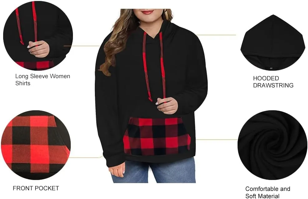 RITERA Plus Size Hoodies For Women Casual Sweatshirt Fall Winter Long Sleeve Oversize Pullover Tops