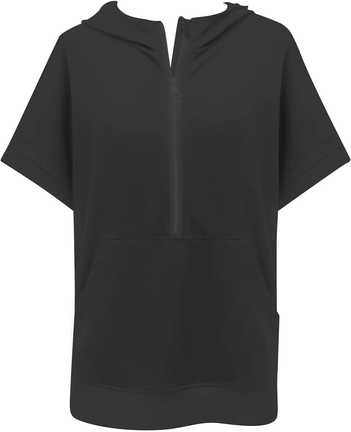 Short Sleeve Sweatshirt Women Oversized Half Zip Hoodies Casual Pullover Tops
