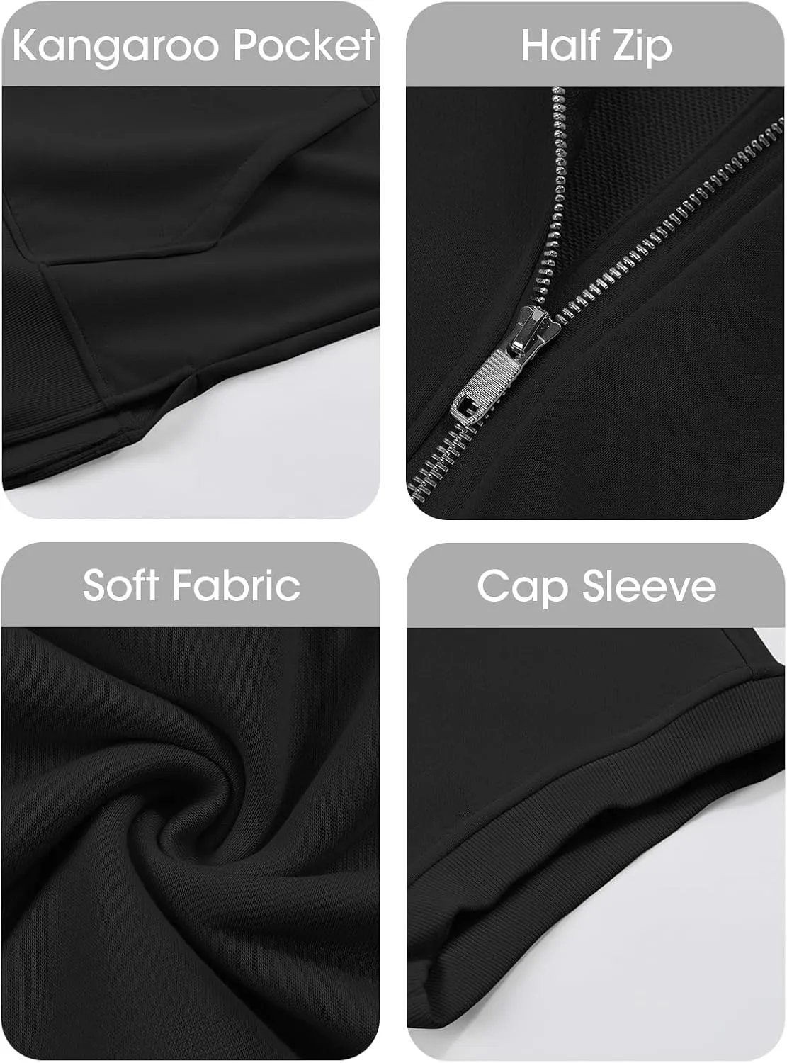 Short Sleeve Sweatshirt Women Oversized Half Zip Hoodies Casual Pullover Tops
