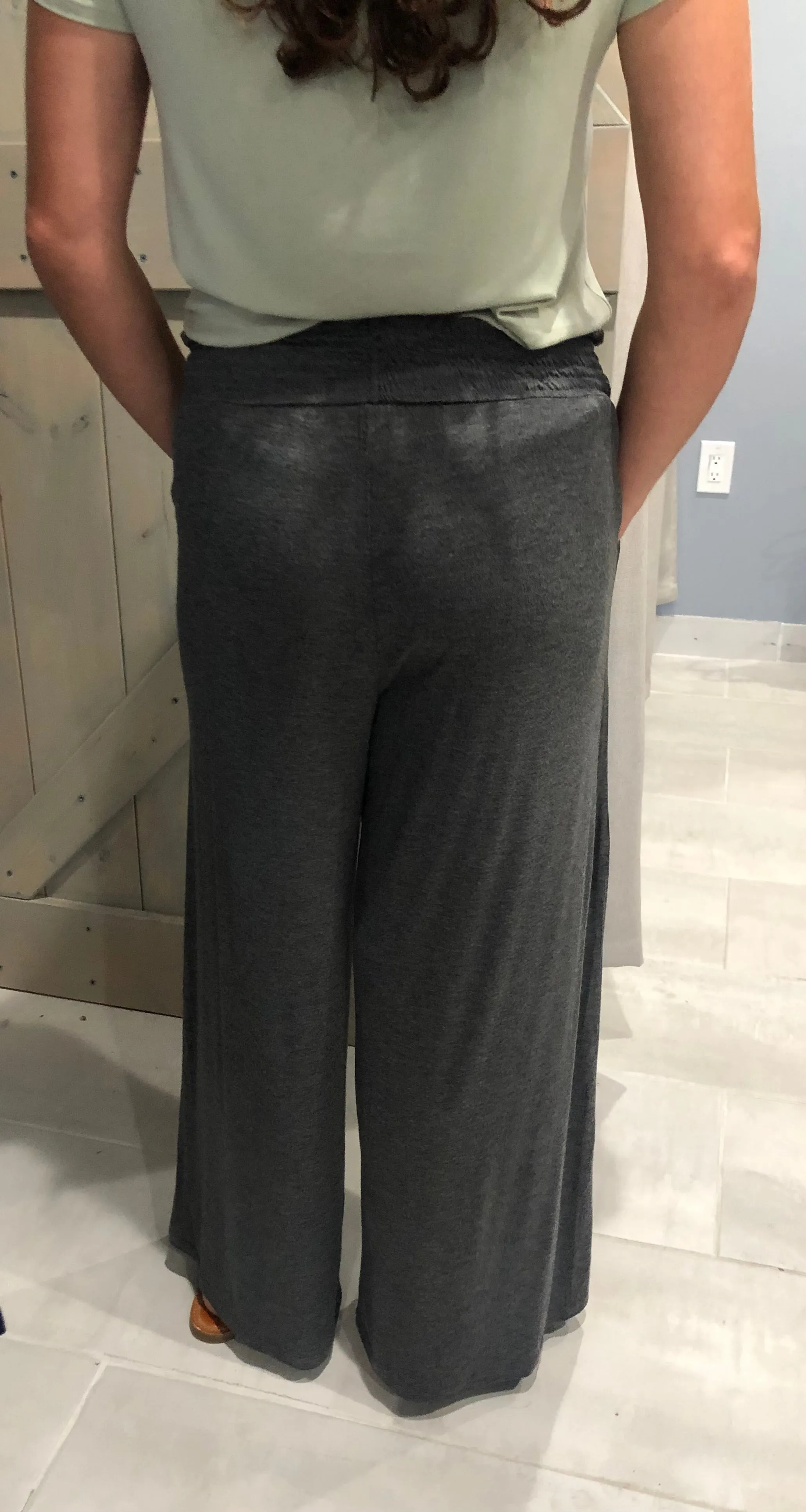 Soft Knit Wide Leg Palazzo Pants - Charcoal ONLY 1 XS LEFT