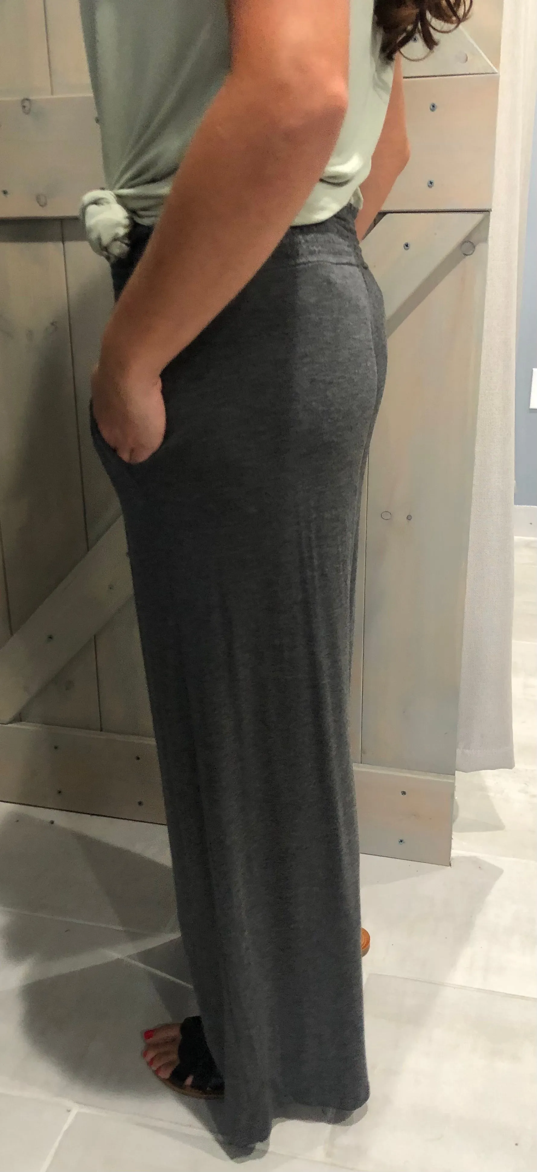 Soft Knit Wide Leg Palazzo Pants - Charcoal ONLY 1 XS LEFT