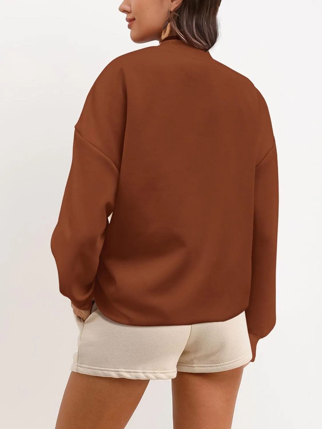SuperPrity Women Crewneck Zip Up Sweatshirts Long Sleeve Oversized Jacket Coat Pocket Casual Hoodie 2024 Fall Trendy Outfits