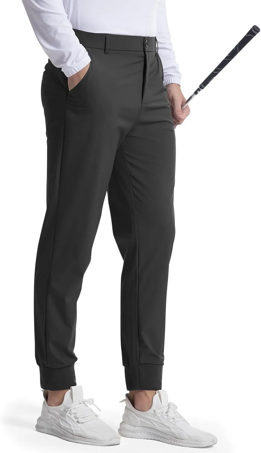Thatrich Mens Golf Joggers with Pockets Slim Fit Stretch Dress Pants Business Casual Trousers Formal Wear Office Work Pant