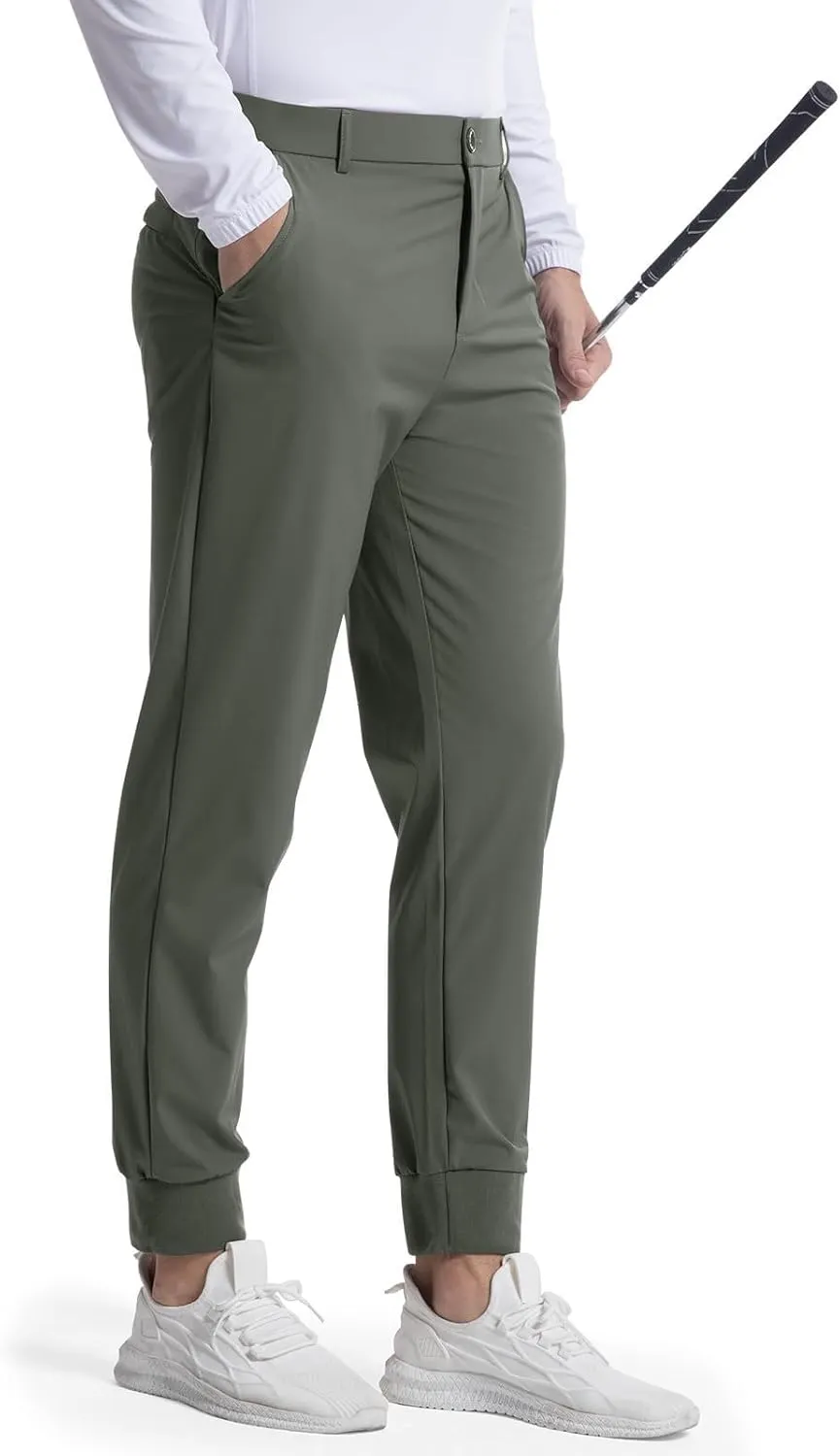Thatrich Mens Golf Joggers with Pockets Slim Fit Stretch Dress Pants Business Casual Trousers Formal Wear Office Work Pant