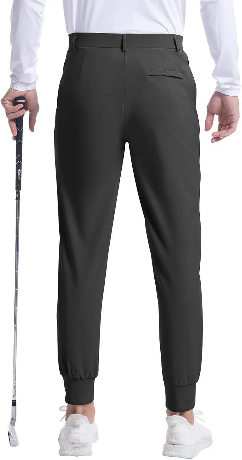 Thatrich Mens Golf Joggers with Pockets Slim Fit Stretch Dress Pants Business Casual Trousers Formal Wear Office Work Pant