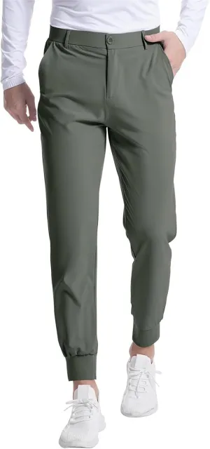 Thatrich Mens Golf Joggers with Pockets Slim Fit Stretch Dress Pants Business Casual Trousers Formal Wear Office Work Pant