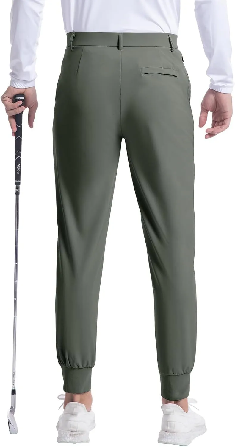 Thatrich Mens Golf Joggers with Pockets Slim Fit Stretch Dress Pants Business Casual Trousers Formal Wear Office Work Pant