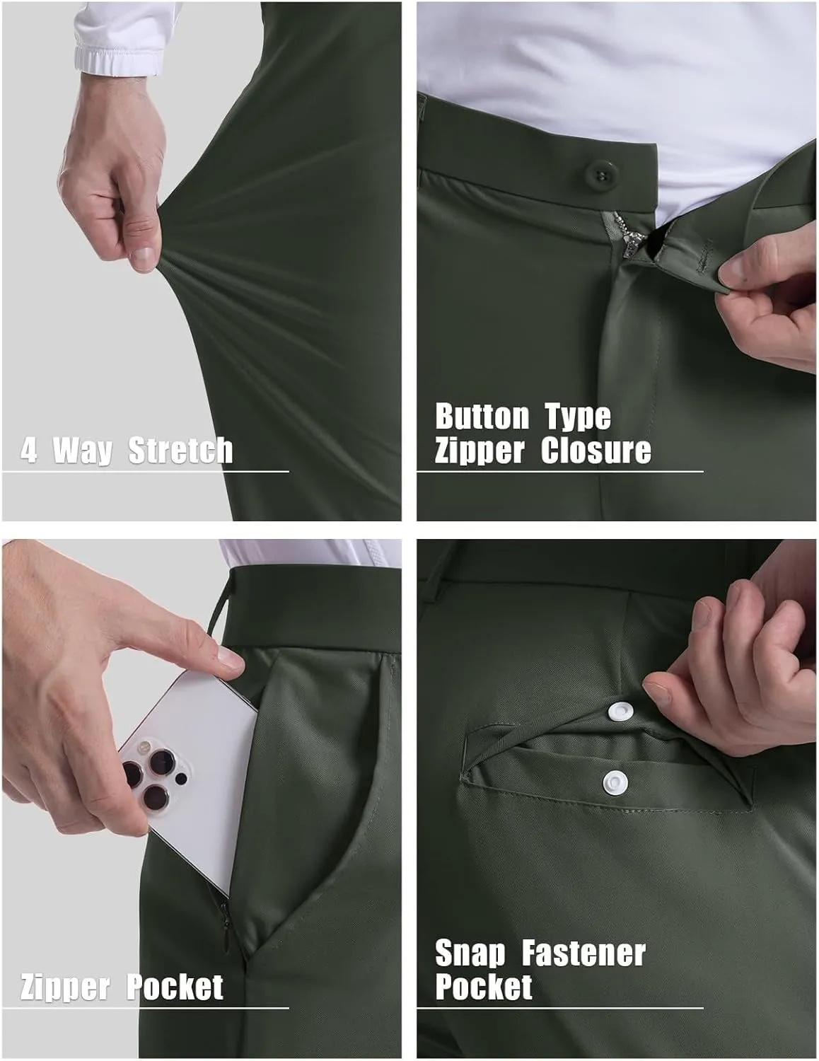 Thatrich Mens Golf Joggers with Pockets Slim Fit Stretch Dress Pants Business Casual Trousers Formal Wear Office Work Pant