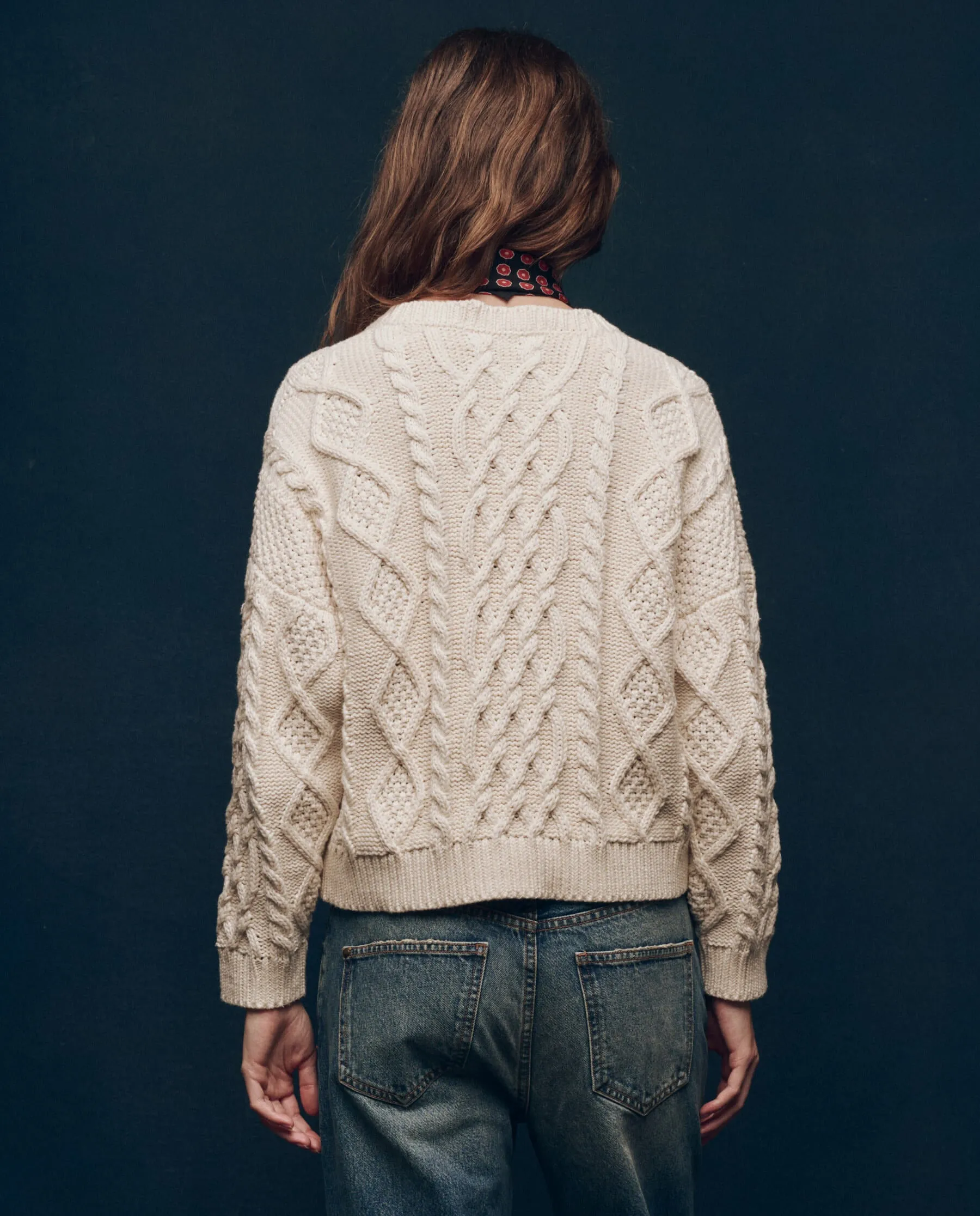 The Classic Cable Pullover. -- Cream