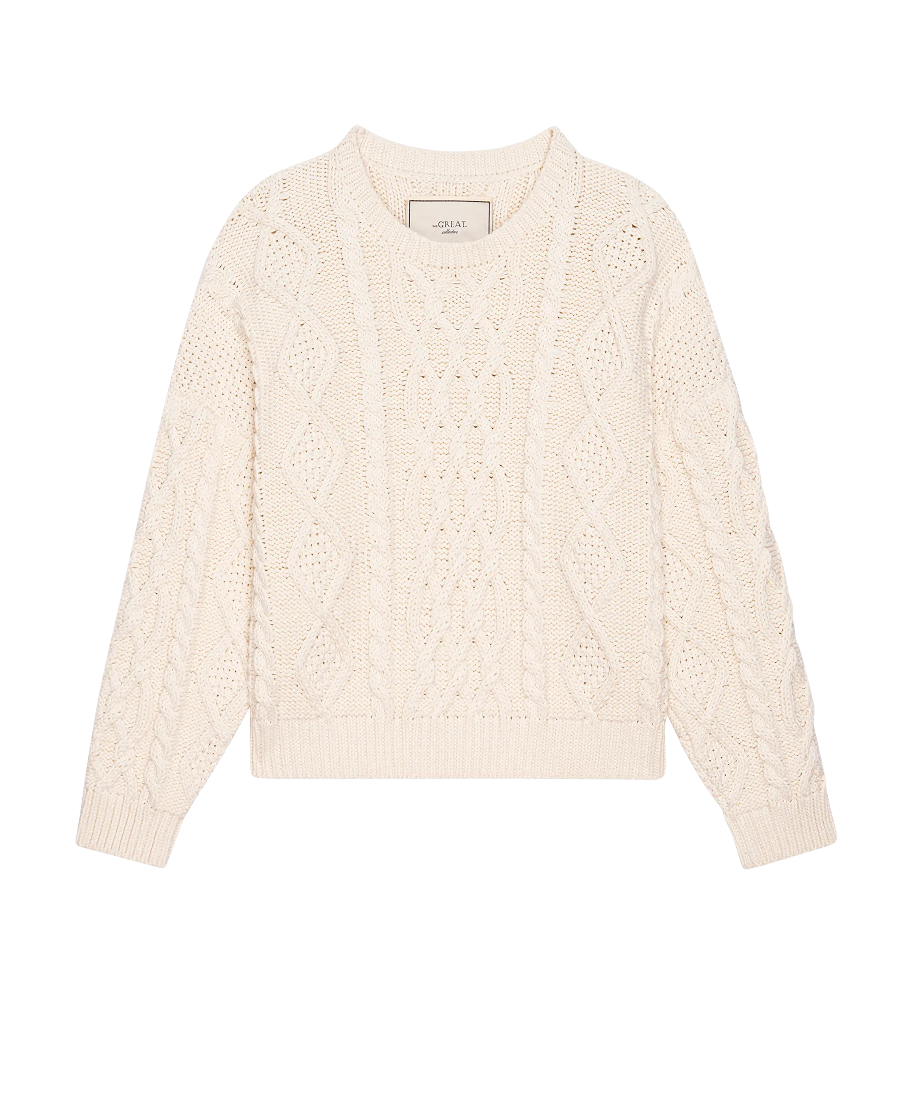 The Classic Cable Pullover. -- Cream