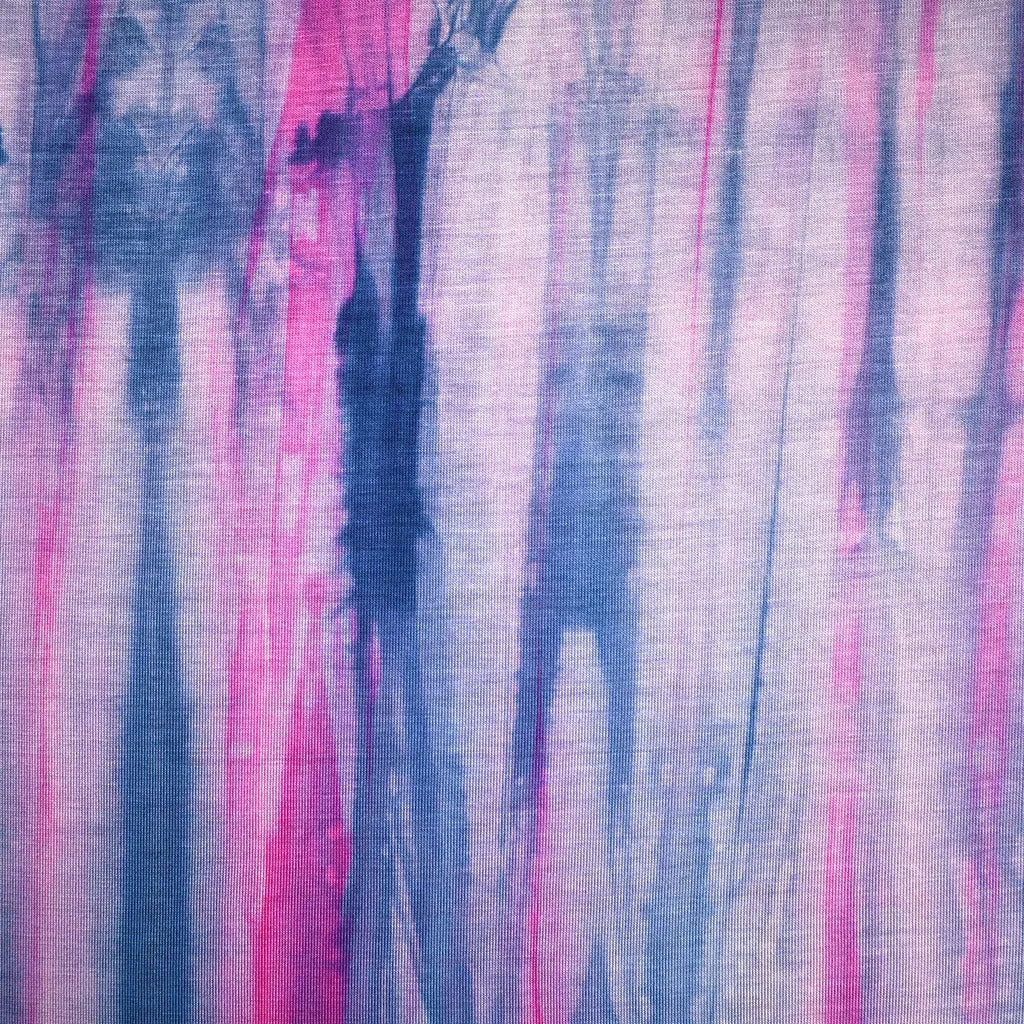 Tie Dye Stripe Bamboo Jersey Knit Blue/Orchid