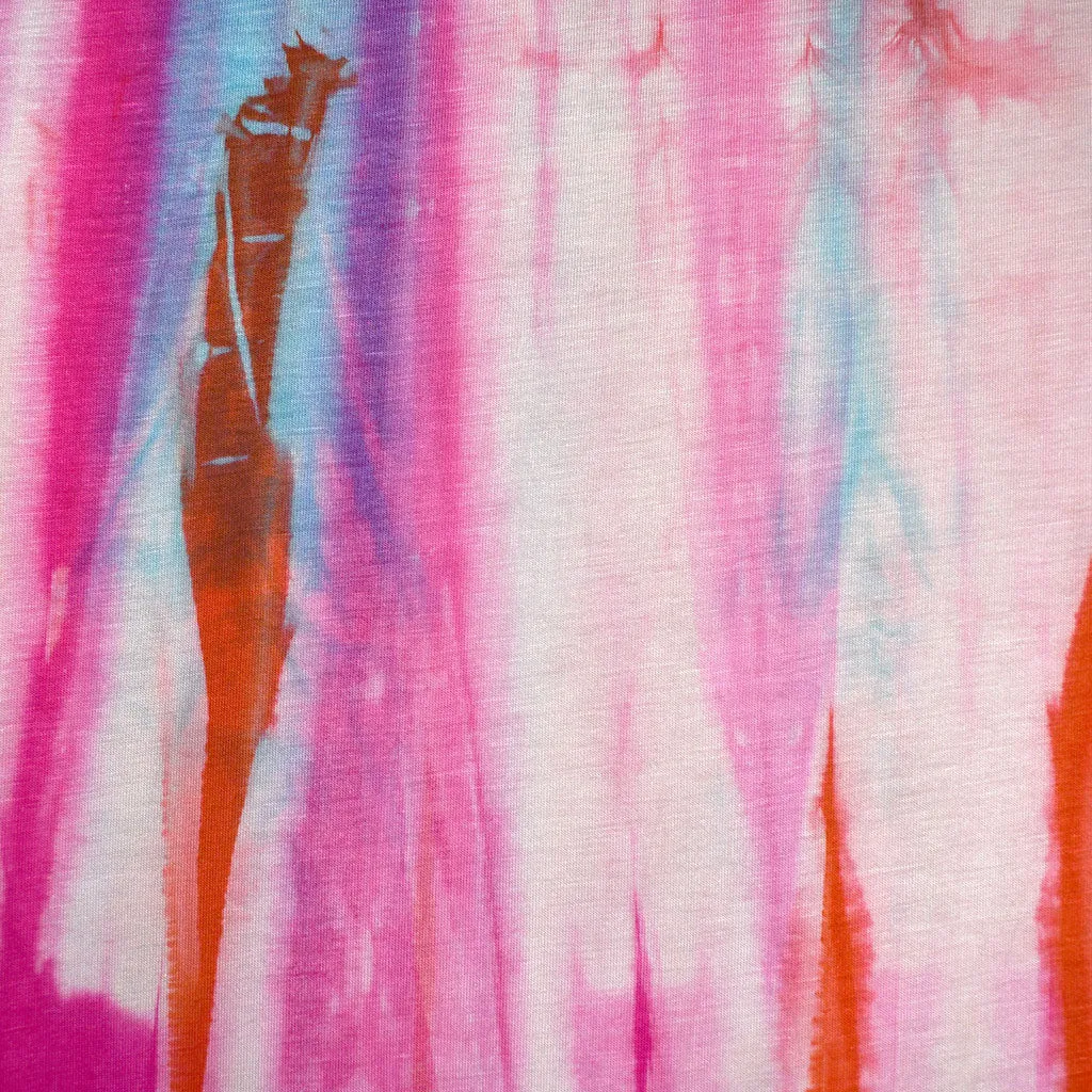 Tie Dye Stripe Bamboo Jersey Knit Pink/Tangerine