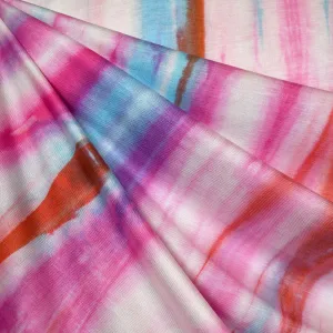Tie Dye Stripe Bamboo Jersey Knit Pink/Tangerine