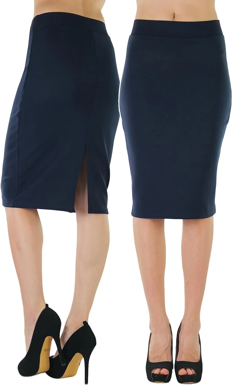 ToBeInStyle Women's Classic Bodycon Pencil Back Slit Scuba Skirt