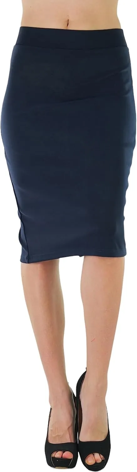 ToBeInStyle Women's Classic Bodycon Pencil Back Slit Scuba Skirt