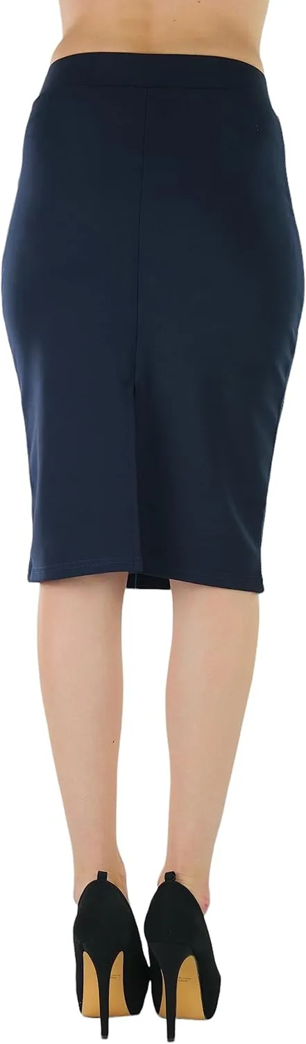 ToBeInStyle Women's Classic Bodycon Pencil Back Slit Scuba Skirt