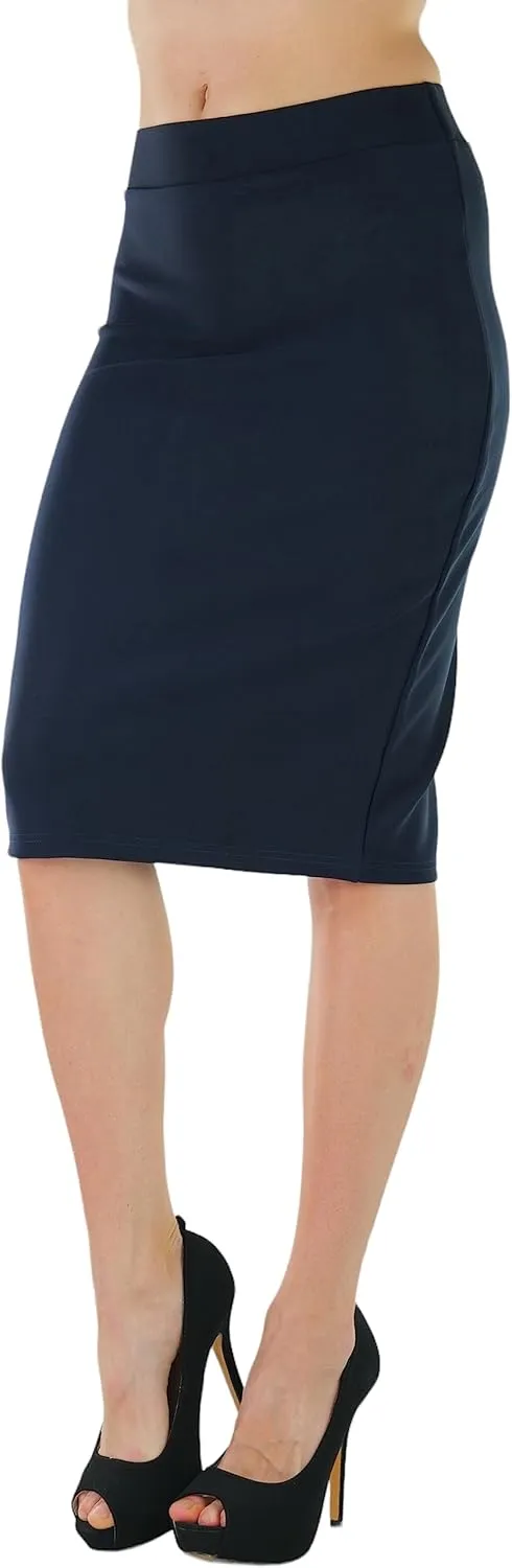 ToBeInStyle Women's Classic Bodycon Pencil Back Slit Scuba Skirt