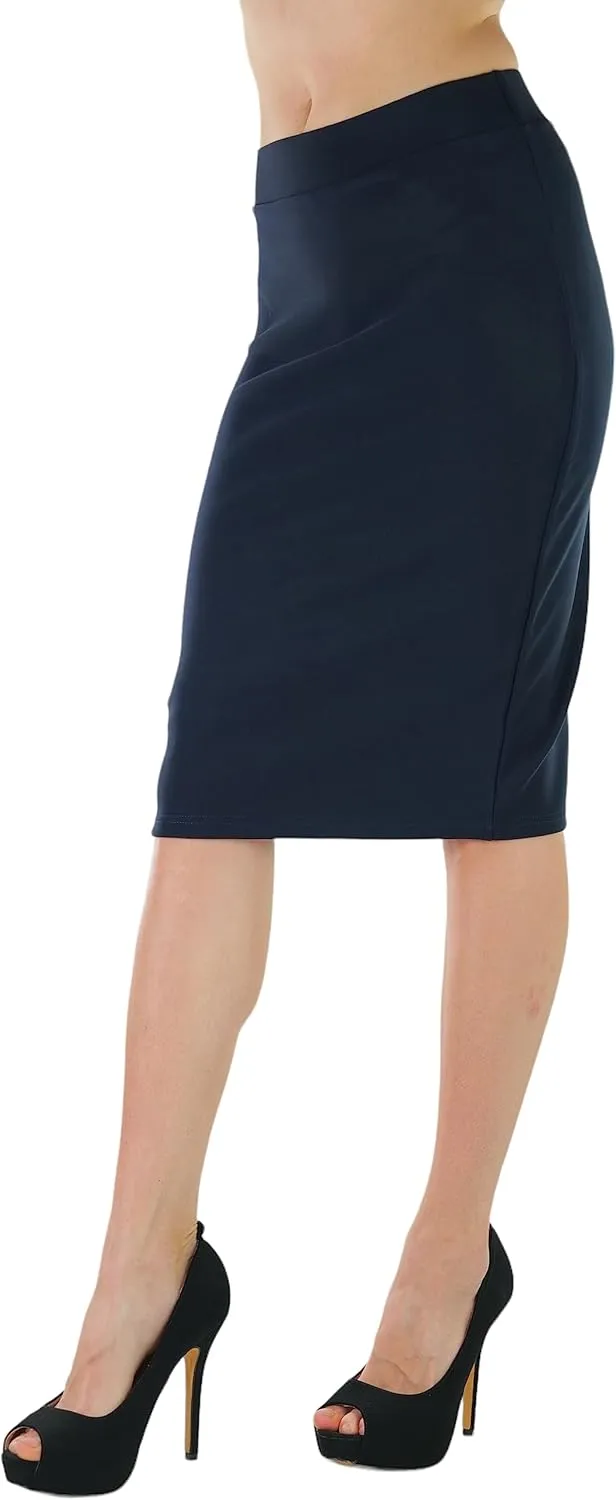 ToBeInStyle Women's Classic Bodycon Pencil Back Slit Scuba Skirt
