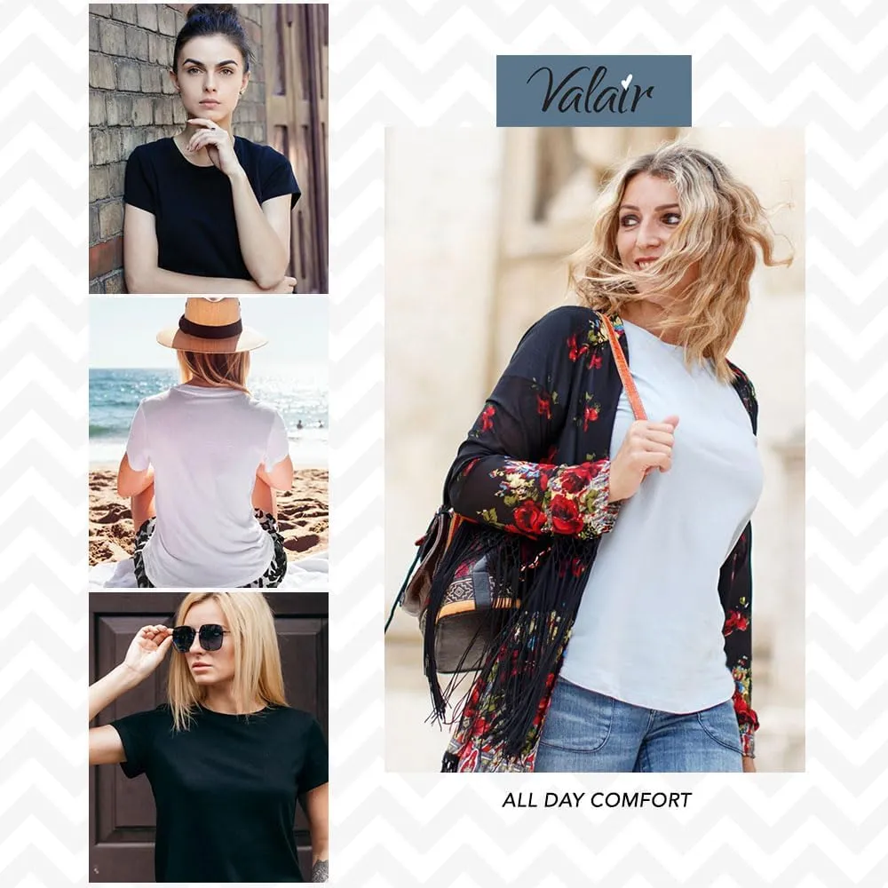 Valair Tank Top for Women, Sleeveless T-Shirt - Crew Neck 100% Cotton Athletic Undershirt, High Neck, Full Shoulder Design