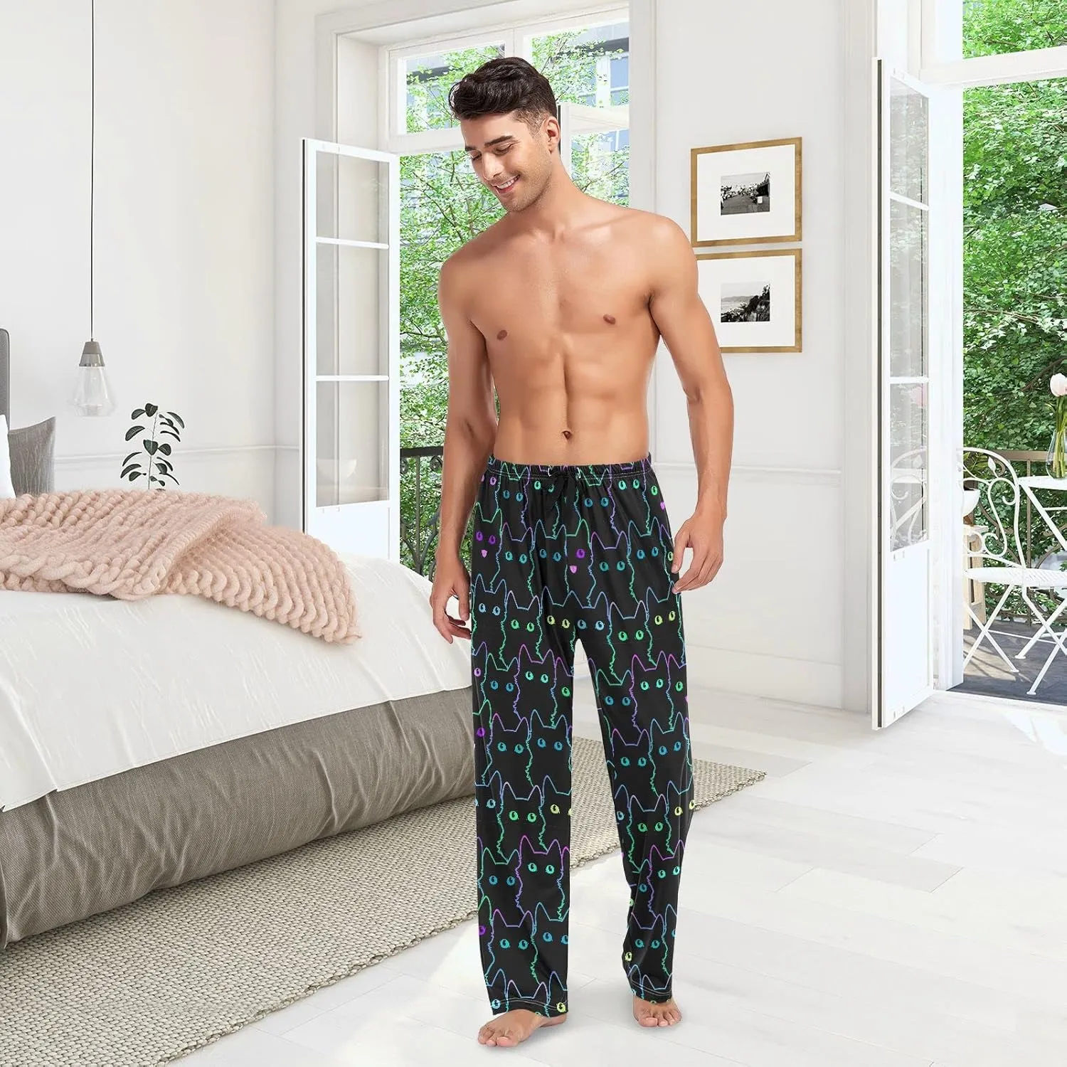White Black Plaid Men's Pajama Bottoms Pants for Men Soft Men's Separate Bottoms Lounge Pants