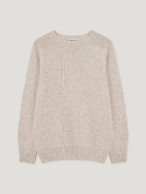 Winter White Shetland Crew Neck Sweater