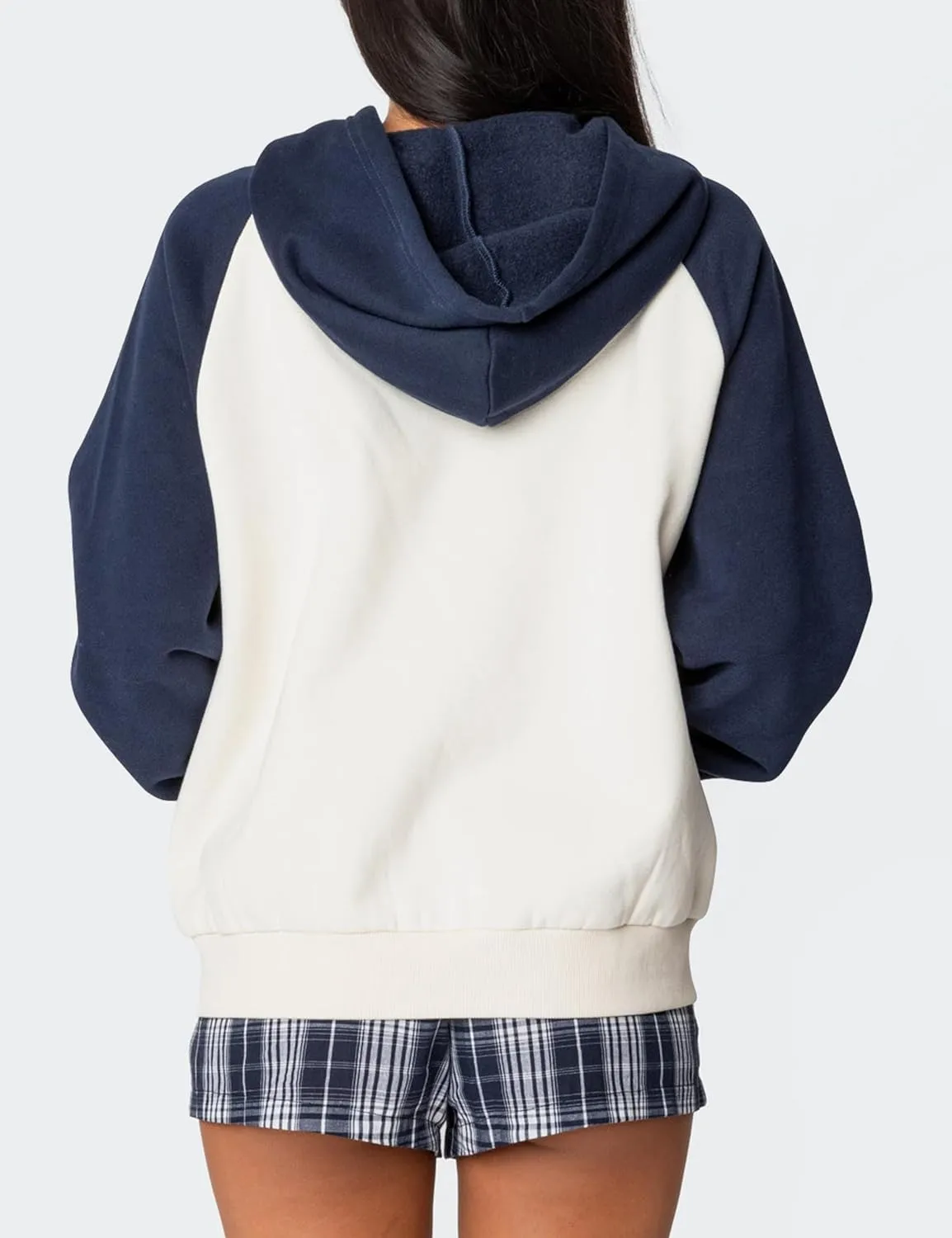 Women Oversized Color Block Hoodies Bow Graphic Embroidered Hooded Sweatshirts Casual Fall Pullover Sweatshirt Tops