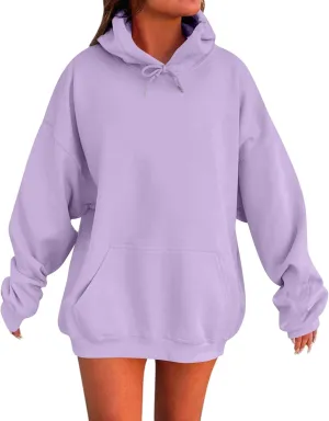 Women Plus Size Fleece Sweatshirt Drawstring Long Oversized Hoodies Trendy Drop Shoulder Y2K Hoodie Pullover w/Pocket