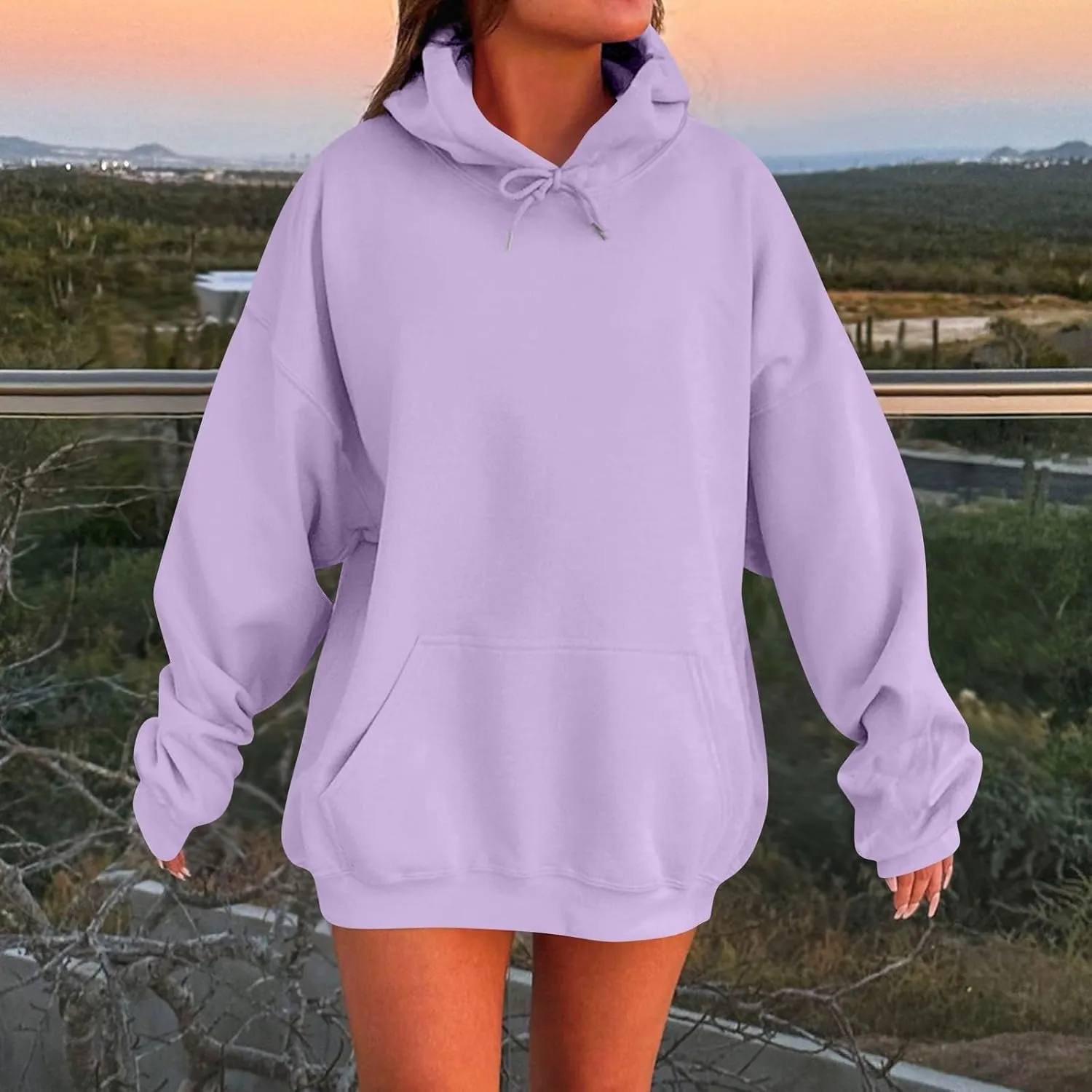 Women Plus Size Fleece Sweatshirt Drawstring Long Oversized Hoodies Trendy Drop Shoulder Y2K Hoodie Pullover w/Pocket