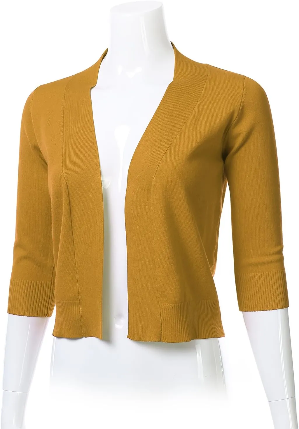 Women's Classic 3/4 Sleeve Open Front Cropped Cardigan (S-3XL)