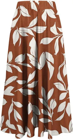 Women's Floral Summer Skirts A Line Flowy Midi Skirts Elastic Waist Beach Skirts Loose Boho Casual Skirts Cruise Wear
