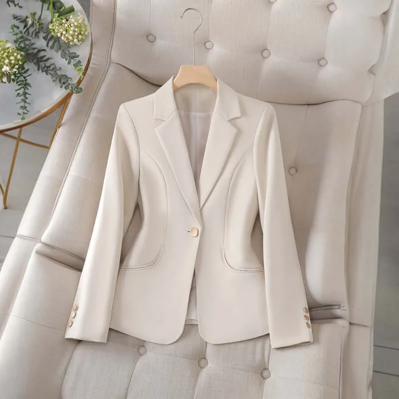 Women's Formal Blazer Jacket, Elegant Single-Button Office Wear