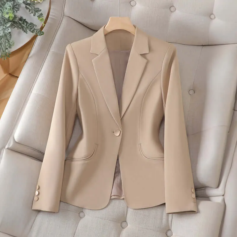 Women's Formal Blazer Jacket, Elegant Single-Button Office Wear