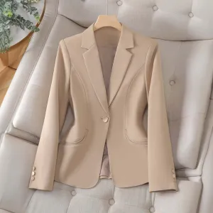 Women's Formal Blazer Jacket, Elegant Single-Button Office Wear