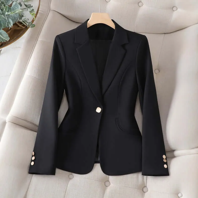 Women's Formal Blazer Jacket, Elegant Single-Button Office Wear