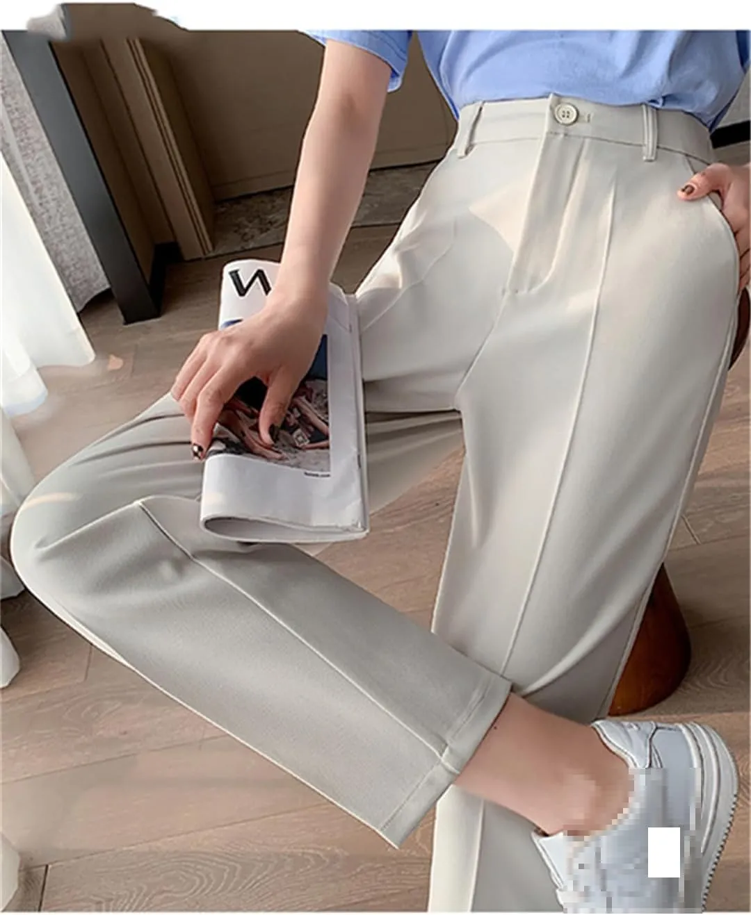 Women's Harem Pants Spring Summer Chic High Waist Office Solid Color Simple Trousers