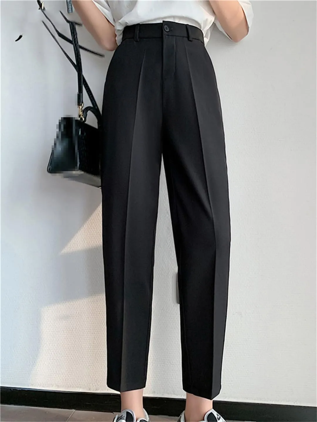 Women's Harem Pants Spring Summer Chic High Waist Office Solid Color Simple Trousers