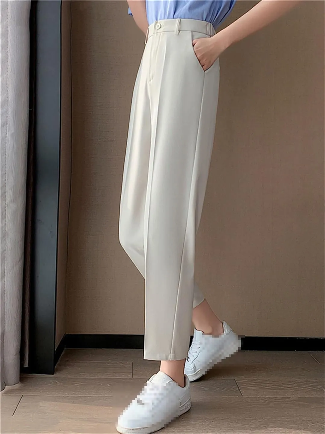Women's Harem Pants Spring Summer Chic High Waist Office Solid Color Simple Trousers