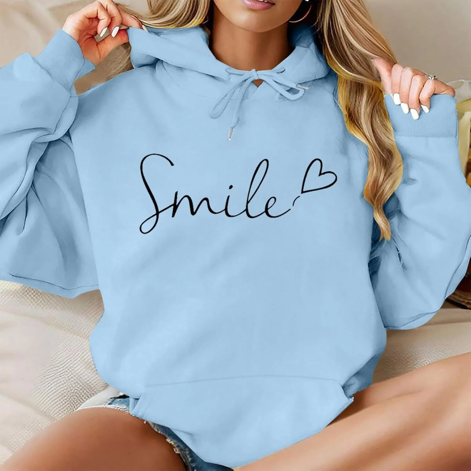 Womens Hooded Sweater Fashion Hoodies Oversized Sweatshirts Fall Pullover Loose Sweatshirt with Pocket Trendy