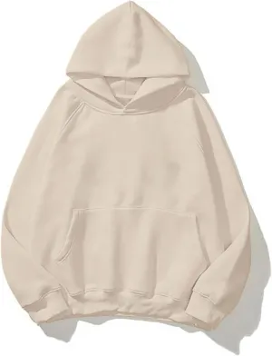 Womens Oversized Hoodies Sweatshirt Basic Solid Long Raglan Sleeves Loose Fleece Hooded Pullover With Kangaroo Pocket Apricot