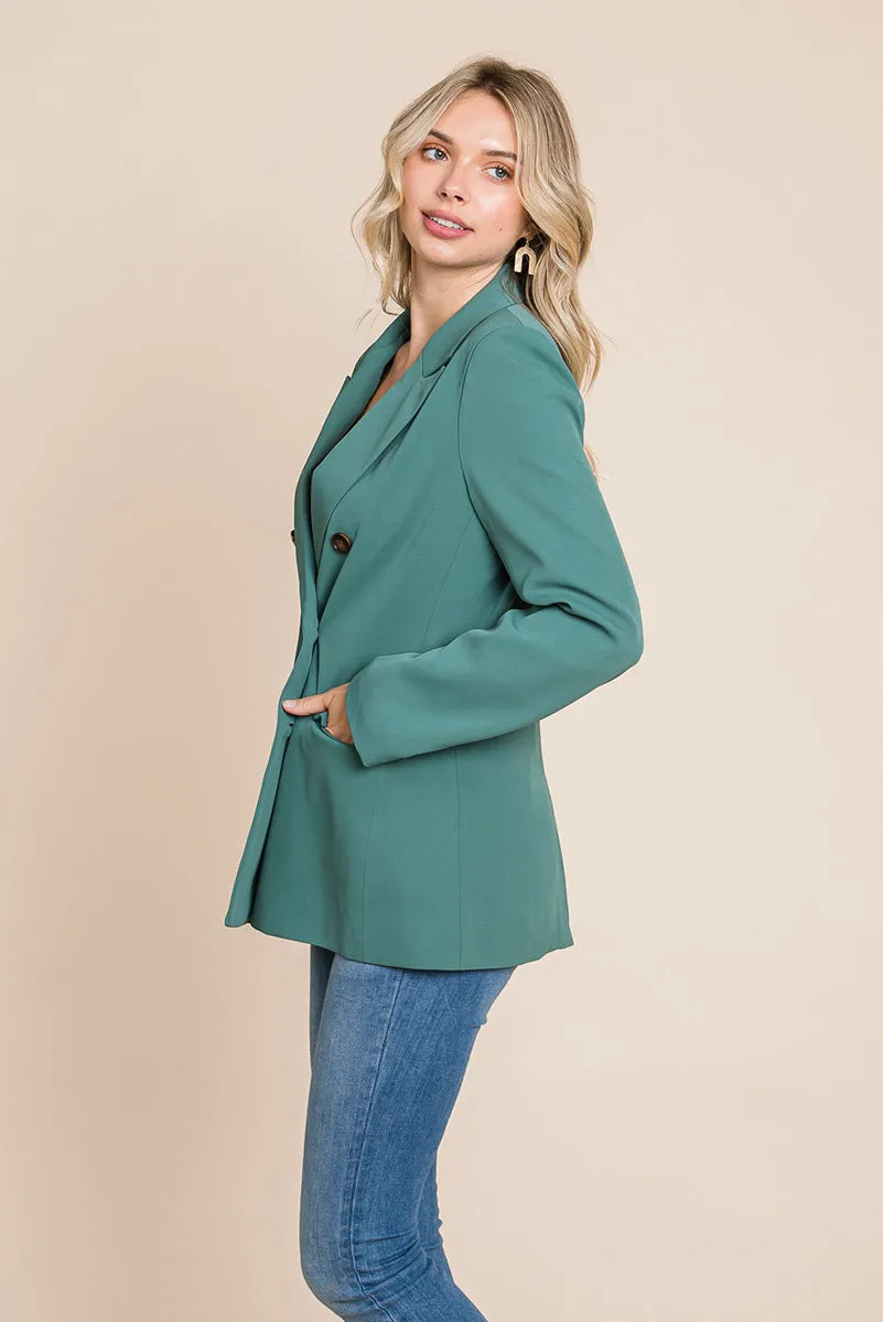 Women's Professional Double Breasted Lapel Collar Jacket Blazer