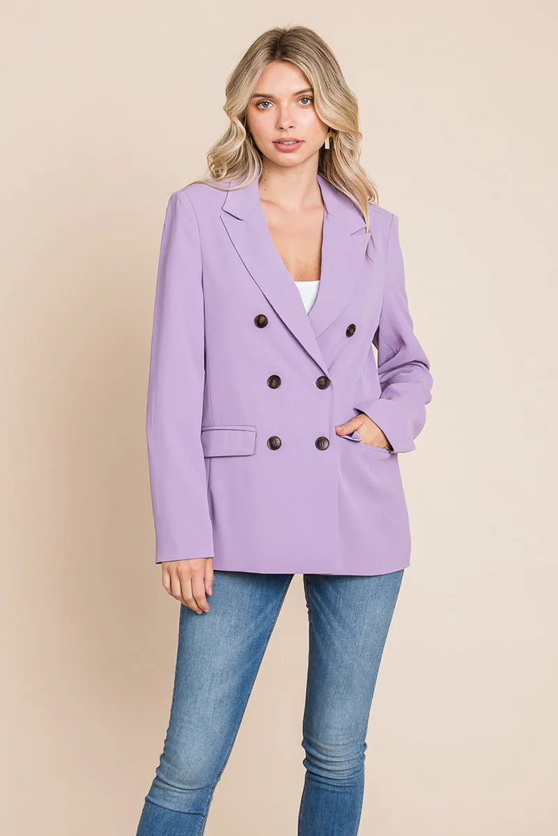 Women's Professional Double Breasted Lapel Collar Jacket Blazer