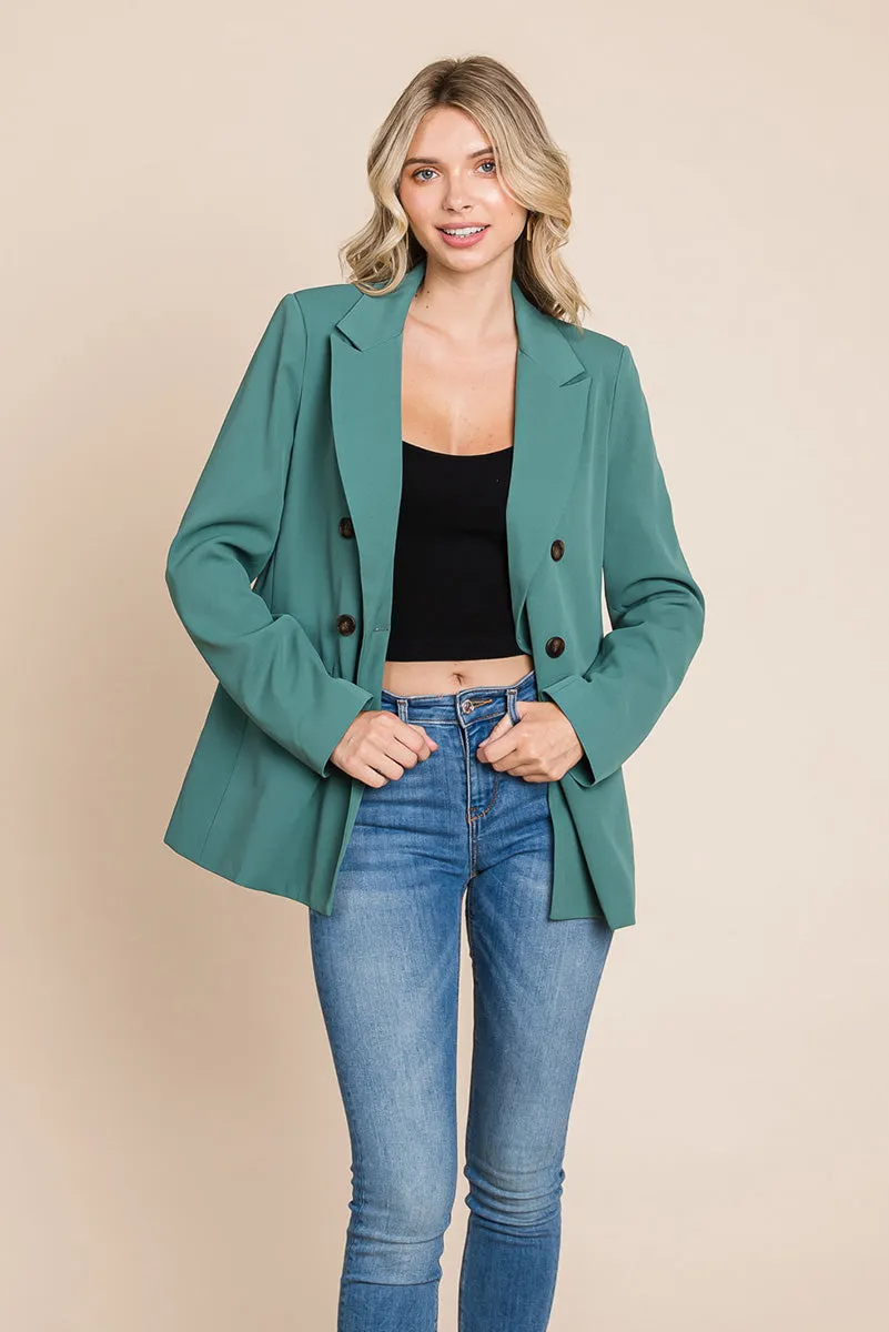 Women's Professional Double Breasted Lapel Collar Jacket Blazer