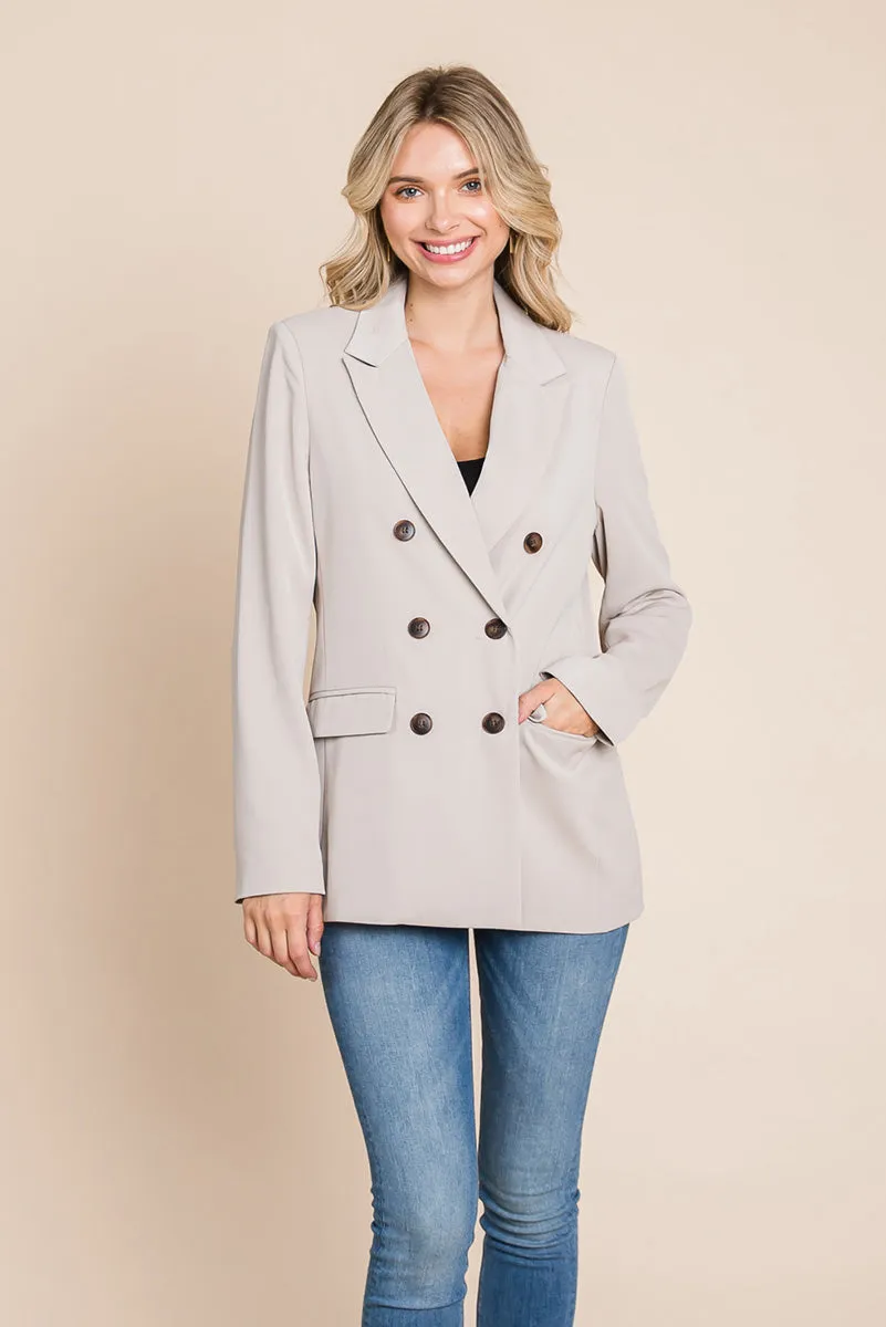 Women's Professional Double Breasted Lapel Collar Jacket Blazer