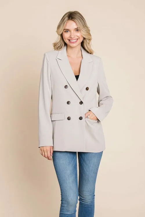 Women's Professional Double Breasted Lapel Collar Jacket Blazer