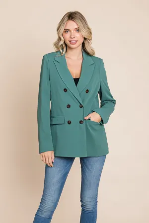 Women's Professional Double Breasted Lapel Collar Jacket Blazer