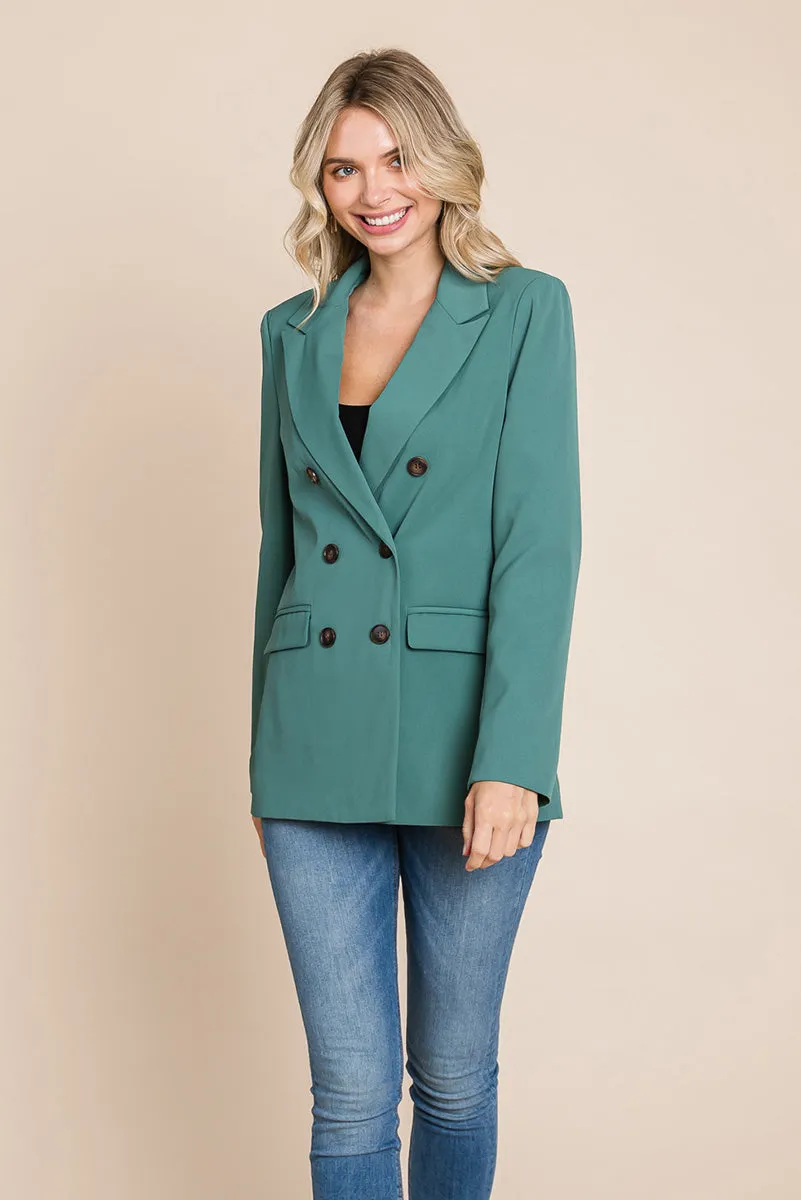 Women's Professional Double Breasted Lapel Collar Jacket Blazer