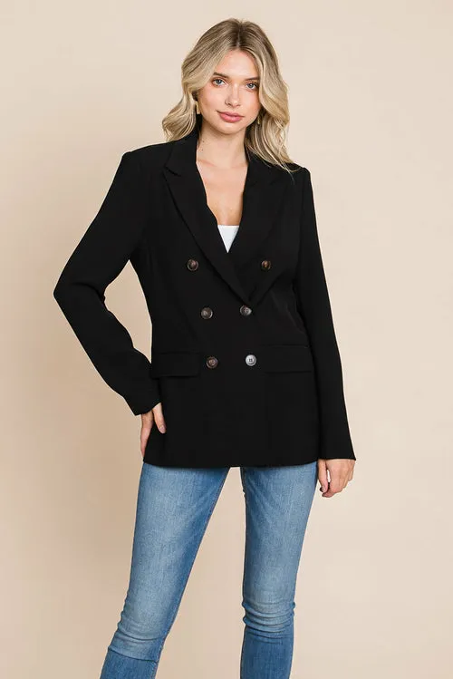 Women's Professional Double Breasted Lapel Collar Jacket Blazer