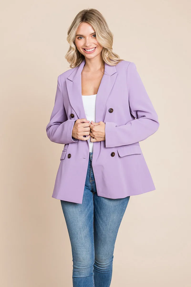 Women's Professional Double Breasted Lapel Collar Jacket Blazer