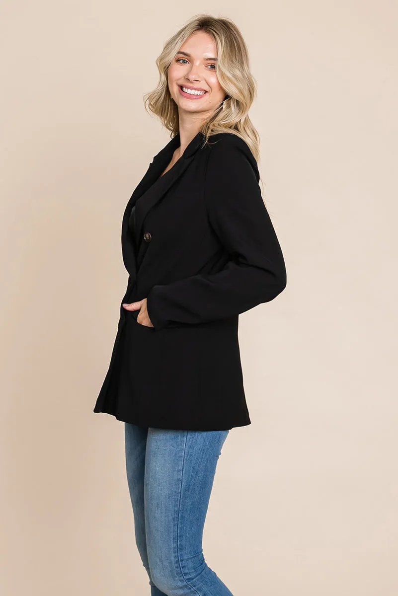 Women's Professional Double Breasted Lapel Collar Jacket Blazer